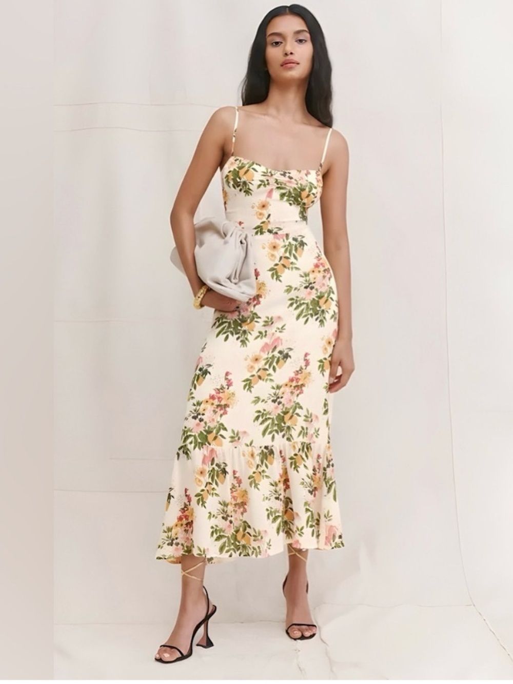 Reformation Emersyn A-Line Midi Dress | Milo Floral Citrus Print | Size 6
